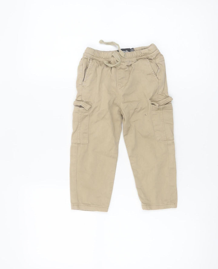 Bench Unisex Baby Beige Cargo Trousers 18-24 Months Elastic Waist Twill Cotton Pants