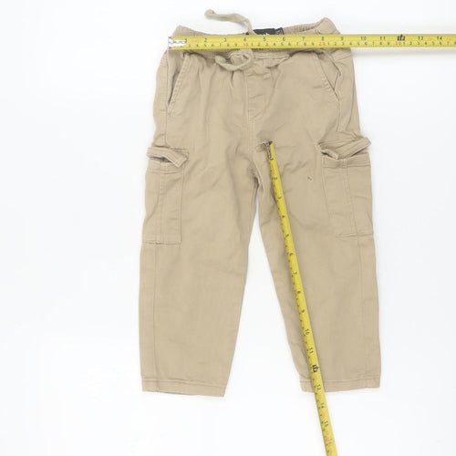 Bench Unisex Baby Beige Cargo Trousers 18-24 Months Elastic Waist Twill Cotton Pants