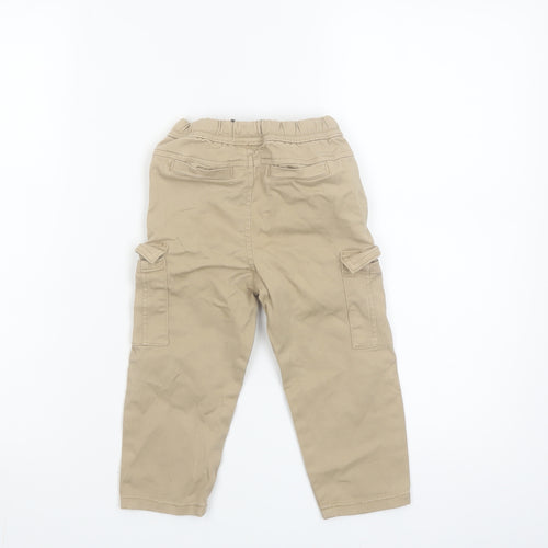 Bench Unisex Baby Beige Cargo Trousers 18-24 Months Elastic Waist Twill Cotton Pants