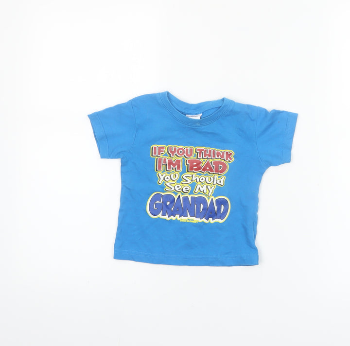 R.R Roberts Blue Funny Graphic Baby T-Shirt 6-9 Months Short Sleeve