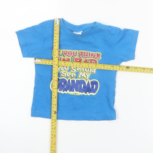 R.R Roberts Blue Funny Graphic Baby T-Shirt 6-9 Months Short Sleeve