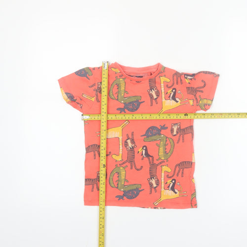 Next Boys Orange Animal Print Cotton T-Shirt 4-5 Years Short Sleeve