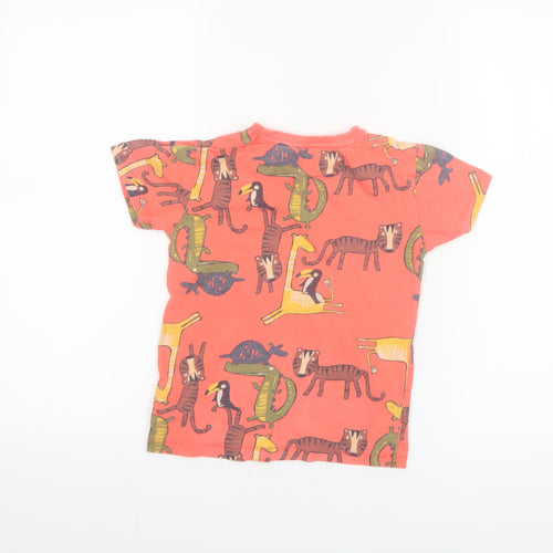 Next Boys Orange Animal Print Cotton T-Shirt 4-5 Years Short Sleeve