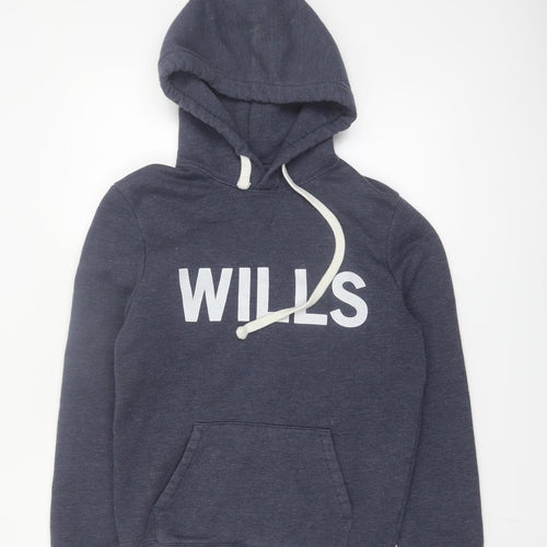 Jack Wills Men's Blue Pullover Hoodie Size S Logo Graphic Fleece
