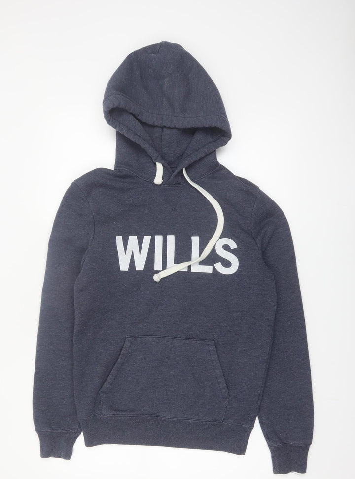 Jack Wills Men's Blue Pullover Hoodie Size S Logo Graphic Fleece