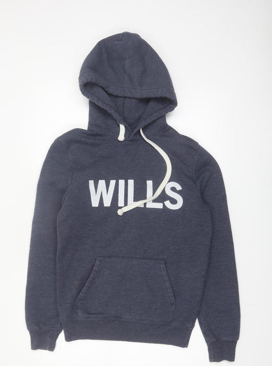Jack Wills Men's Blue Pullover Hoodie Size S Logo Graphic Fleece