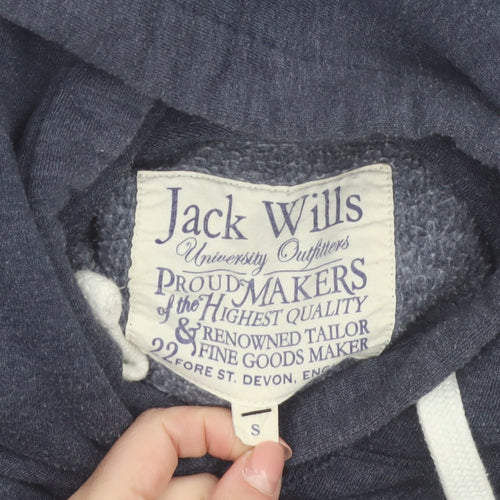 Jack Wills Men's Blue Pullover Hoodie Size S Logo Graphic Fleece