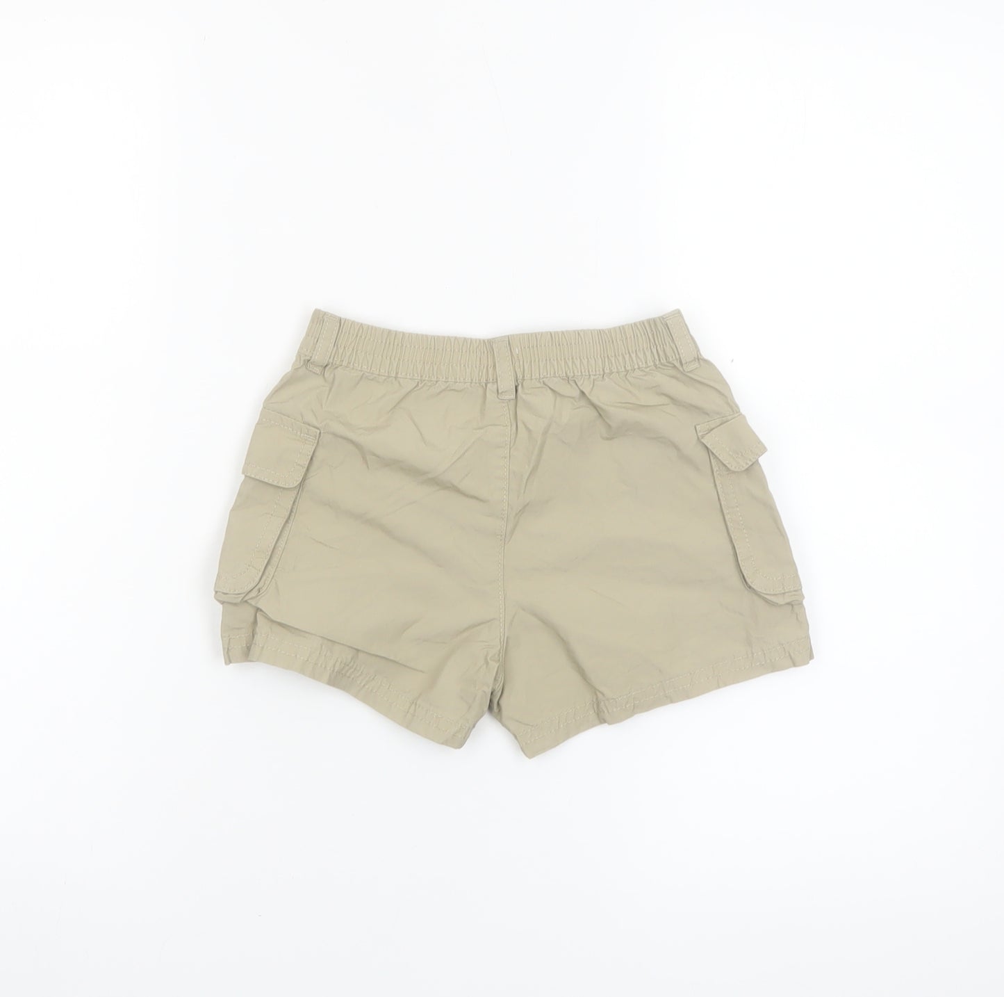 F&F Girls Beige Cargo Shorts 5-6 Years 100% Cotton Elastic Waist Pockets
