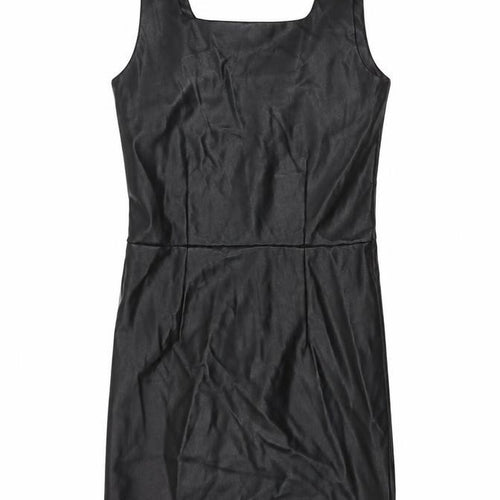 Primark Girls Black Faux Leather Bodycon Dress 13-14 Years Sleeveless Zip Back