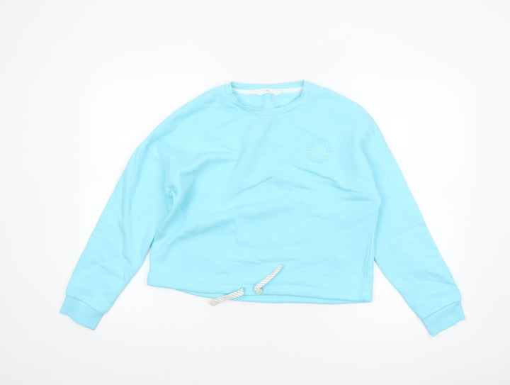 Marks and Spencer Girls Blue 12-13 Years Pullover Sweatshirt with Drawstring