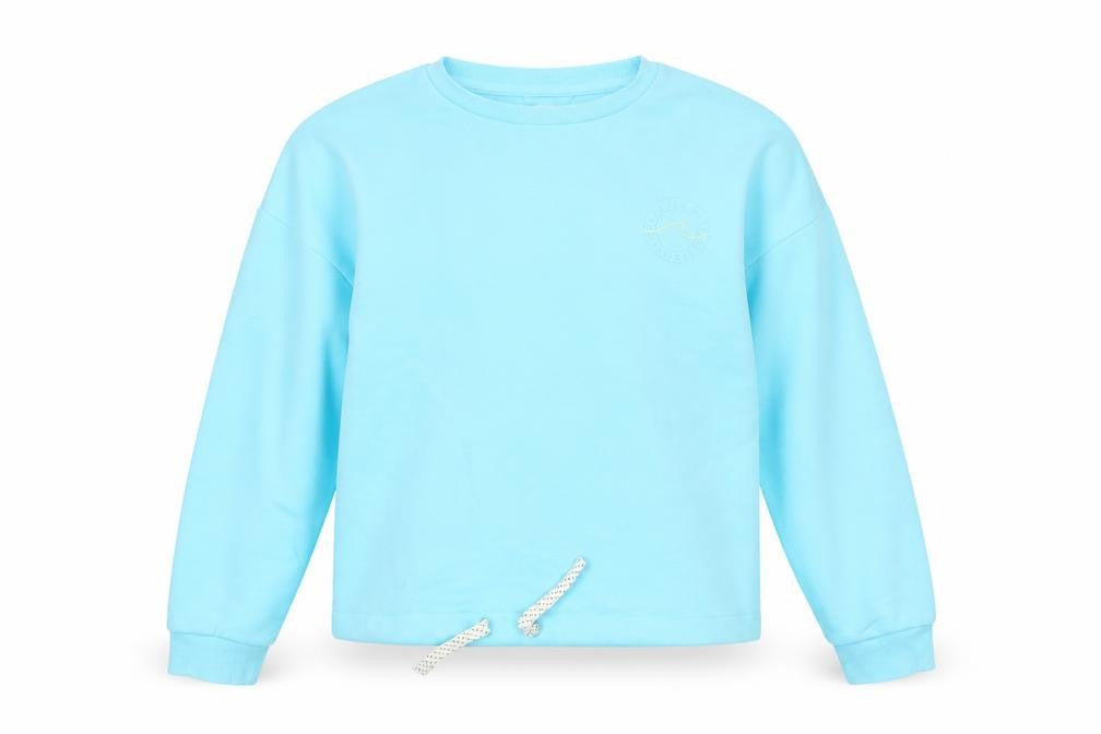 Front view of Marks & Spencer girls’ blue 12-13 years pullover sweatshirt with drawstring