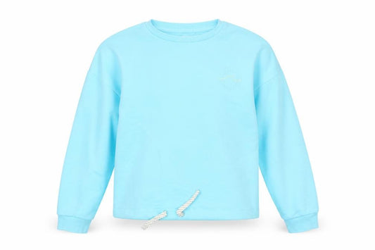 Front view of Marks & Spencer girls’ blue 12-13 years pullover sweatshirt with drawstring