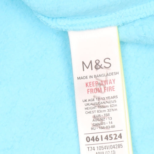 Marks and Spencer Girls Blue 12-13 Years Pullover Sweatshirt with Drawstring
