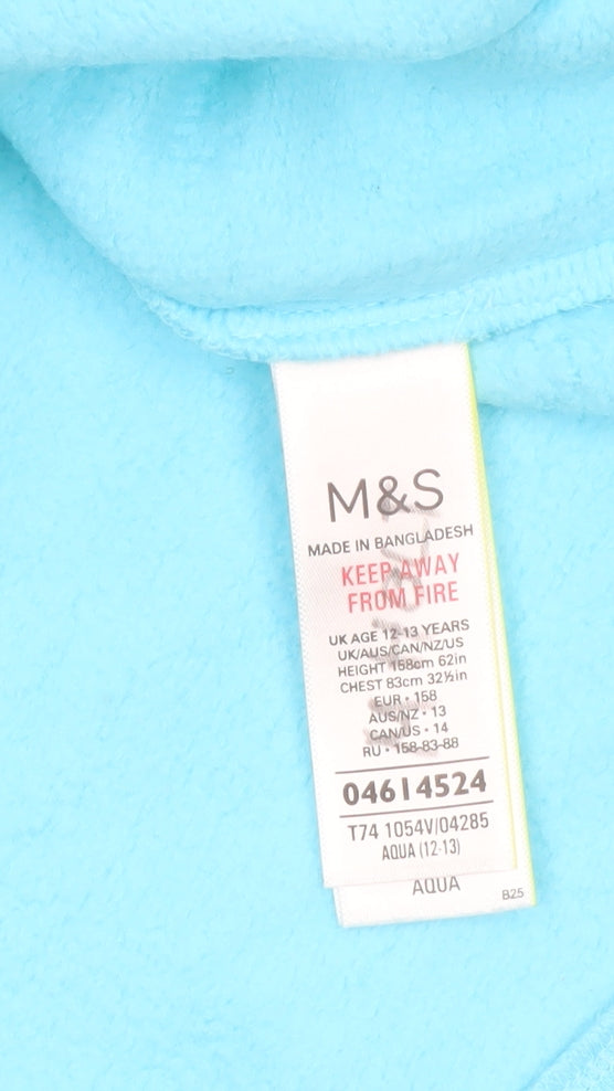 Marks and Spencer Girls Blue 12-13 Years Pullover Sweatshirt with Drawstring
