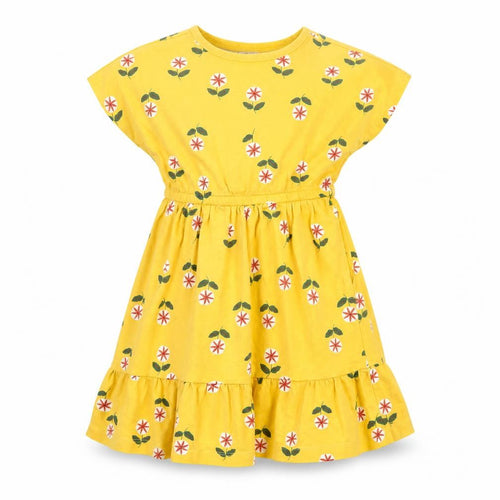 Hanna Andersson Girls Yellow Floral Cotton Skater Dress 4 Years