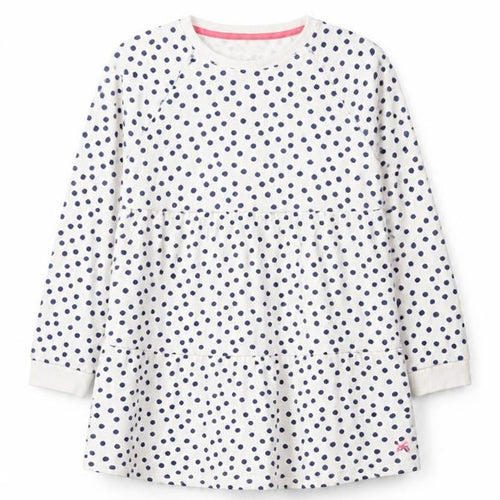 C C Kids Girls White Polka Dot Cotton Long Sleeve Casual Dress 9-10 Years