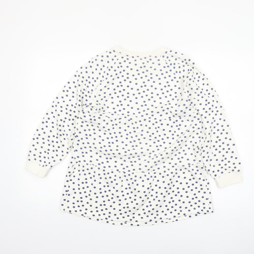 C C Kids Girls White Polka Dot Cotton Long Sleeve Casual Dress 9-10 Years