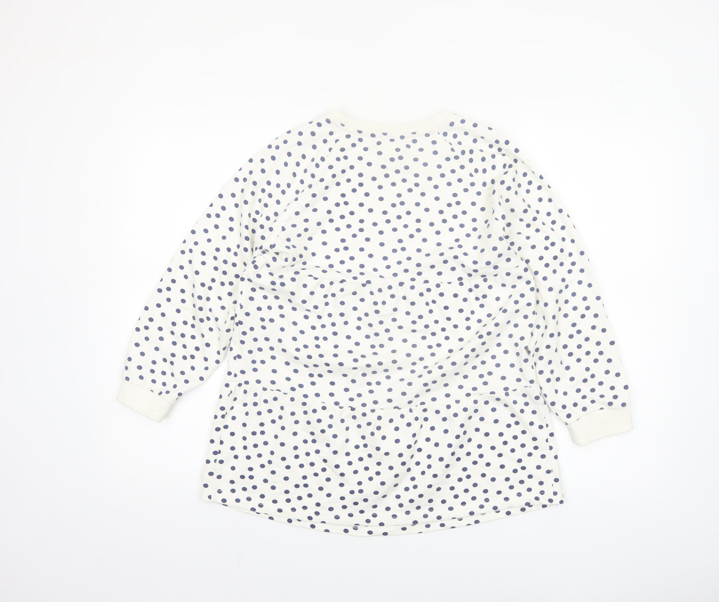 C C Kids Girls White Polka Dot Cotton Long Sleeve Casual Dress 9-10 Years