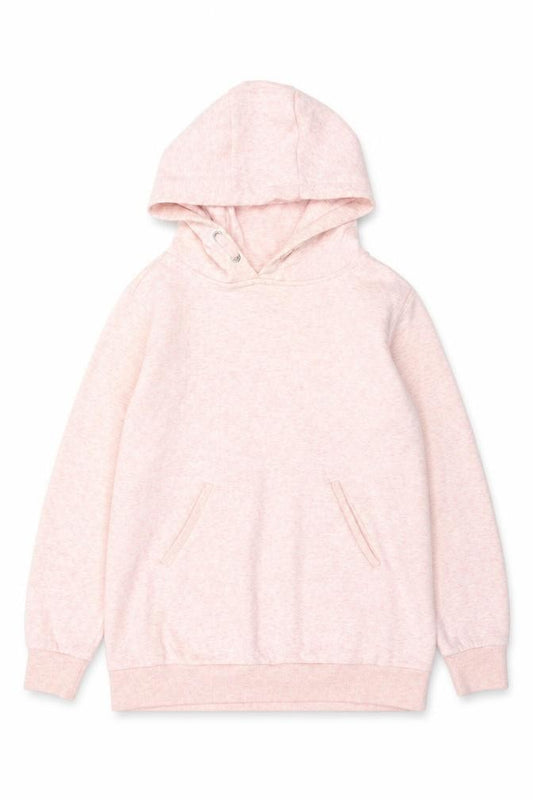 Front view of RESERVED girls’ pink pullover hoodie size 158cm fleece cotton blend