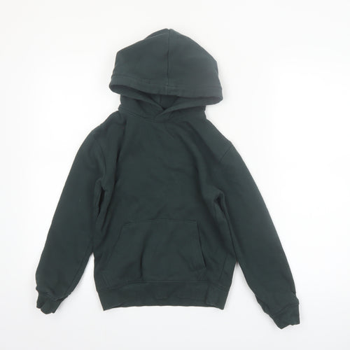 H&M Boys Dark Green Pullover Hoodie Size 9-10 Years Cotton Blend