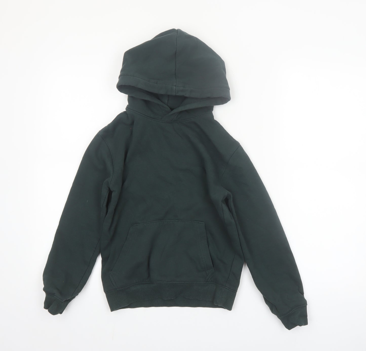 H&M Boys Dark Green Pullover Hoodie Size 9-10 Years Cotton Blend