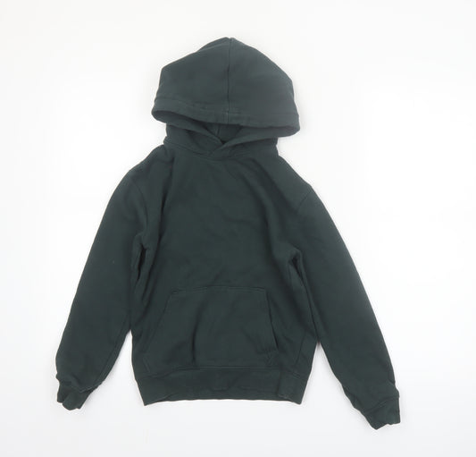 H&M Boys Dark Green Pullover Hoodie Size 9-10 Years Cotton Blend