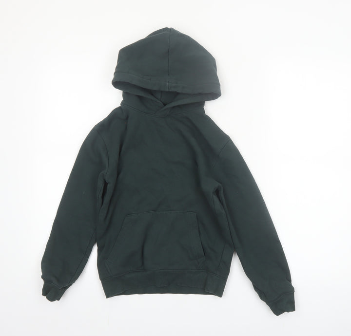 H&M Boys Dark Green Pullover Hoodie Size 9-10 Years Cotton Blend