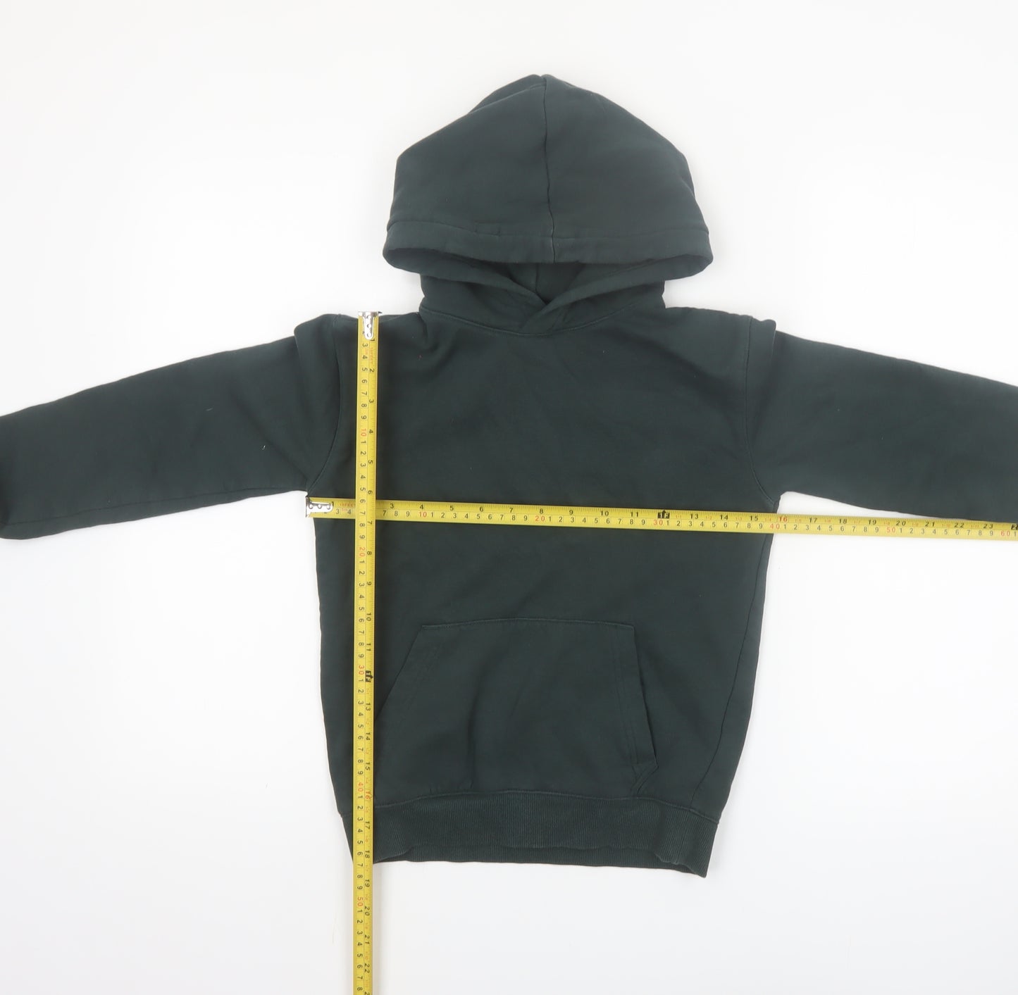 H&M Boys Dark Green Pullover Hoodie Size 9-10 Years Cotton Blend