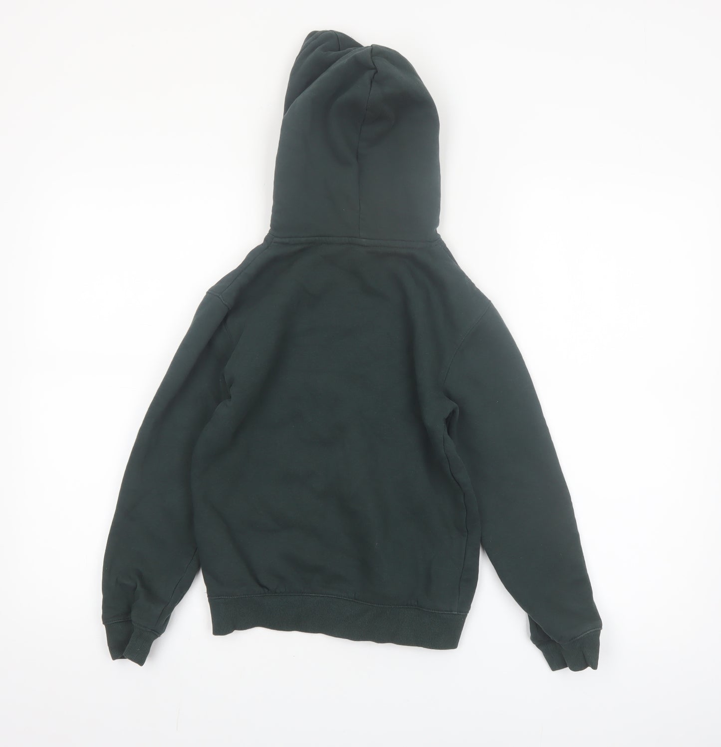 H&M Boys Dark Green Pullover Hoodie Size 9-10 Years Cotton Blend