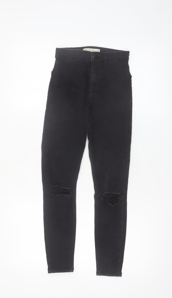 Topshop Women’s Black Petite Joni High Rise Distressed Skinny Jegging Jeans Size 6