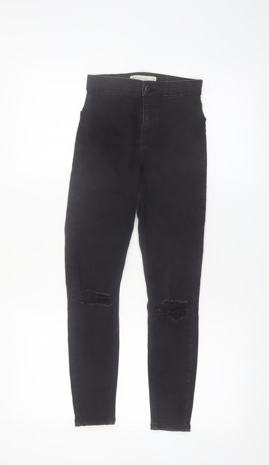 Topshop Women’s Black Petite Joni High Rise Distressed Skinny Jegging Jeans Size 6
