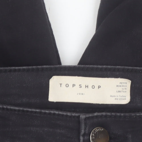Topshop Women’s Black Petite Joni High Rise Distressed Skinny Jegging Jeans Size 6
