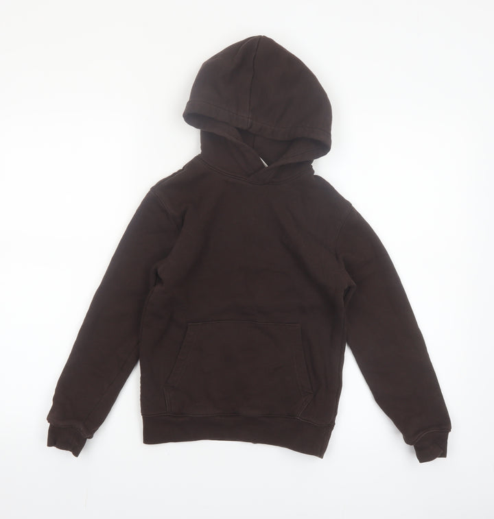 H&M Boys Brown Pullover Hoodie 9-10 Years Soft Cotton Blend Casual