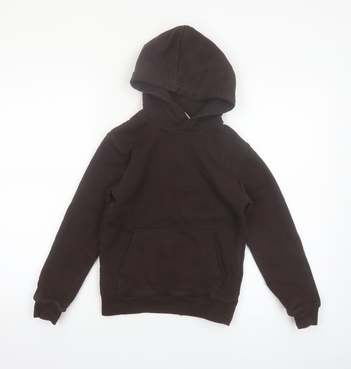 H&M Boys Brown Pullover Hoodie 9-10 Years Soft Cotton Blend Casual