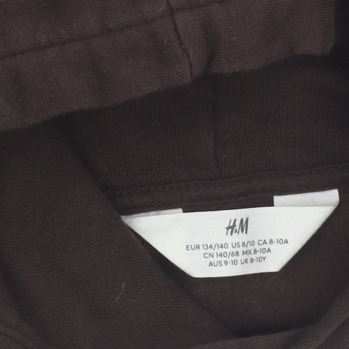 H&M Boys Brown Pullover Hoodie 9-10 Years Soft Cotton Blend Casual