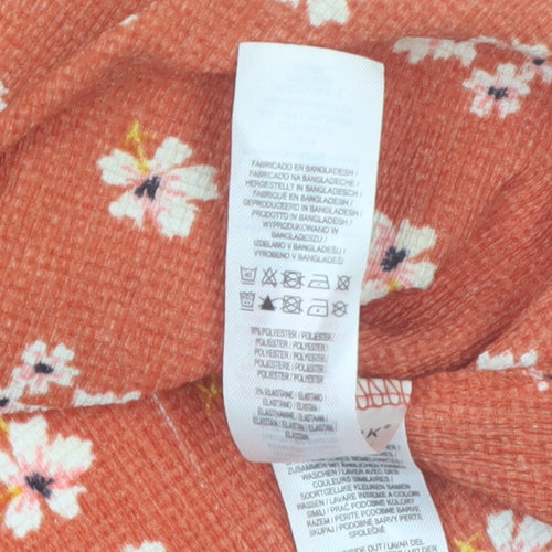 Primark Girls Orange Floral Button Pinafore Dress 5-6 Years