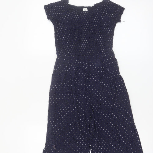 St. Bernard Girls Blue Polka Dot Jumpsuit Age 6 Short Sleeve Casual