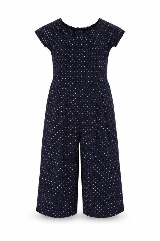St. Bernard Girls Blue Polka Dot Jumpsuit Age 6 Short Sleeve Casual