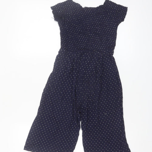 St. Bernard Girls Blue Polka Dot Jumpsuit Age 6 Short Sleeve Casual