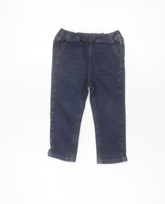 Front view of Dunnes unisex baby blue stretch denim jeans 18-24 months
