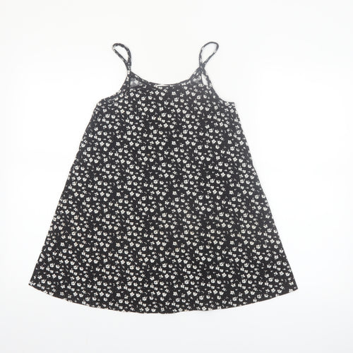 Primark Girls Black Floral A-Line Sleeveless Jersey Dress 7-8 Years
