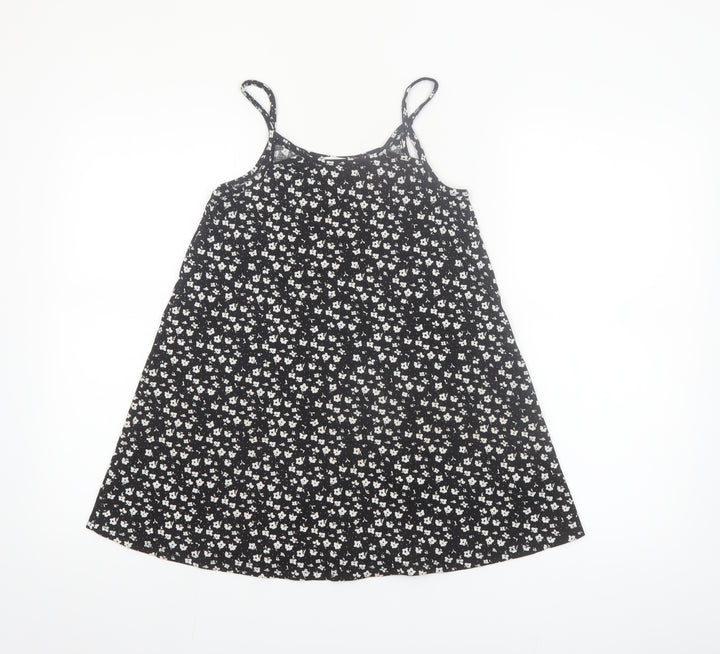 Primark Girls Black Floral A-Line Sleeveless Jersey Dress 7-8 Years