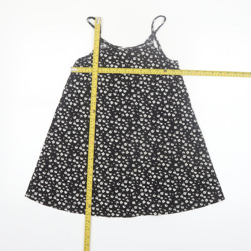Primark Girls Black Floral A-Line Sleeveless Jersey Dress 7-8 Years