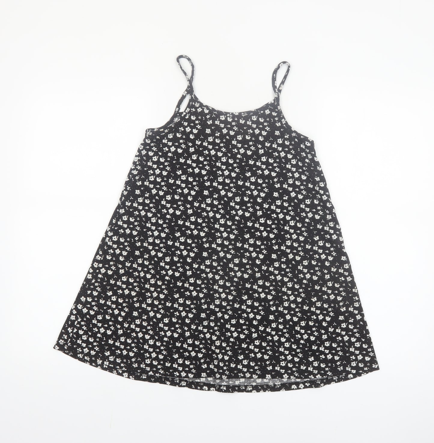 Primark Girls Black Floral A-Line Sleeveless Jersey Dress 7-8 Years