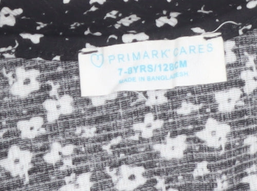 Primark Girls Black Floral A-Line Sleeveless Jersey Dress 7-8 Years