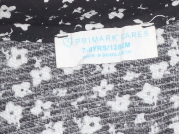 Primark Girls Black Floral A-Line Sleeveless Jersey Dress 7-8 Years
