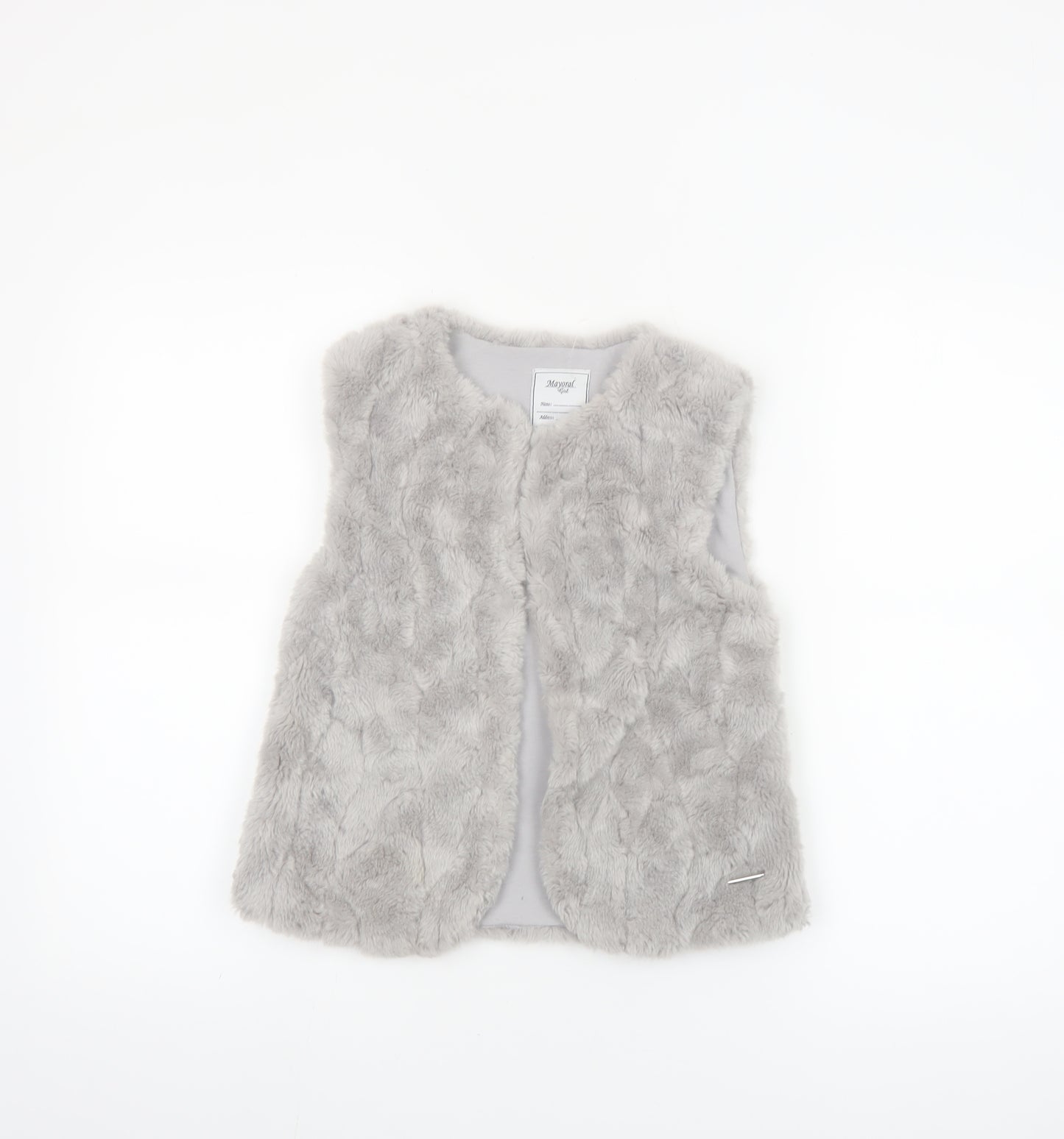 Mayoral Girls Grey Faux Fur Waistcoat Age 9 Years Lined Soft Vest