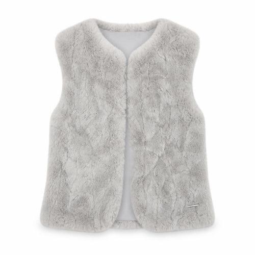 Mayoral Girls Grey Faux Fur Waistcoat Age 9 Years Lined Soft Vest