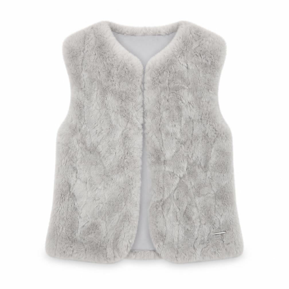 Mayoral Girls Grey Faux Fur Waistcoat Age 9 Years Lined Soft Vest