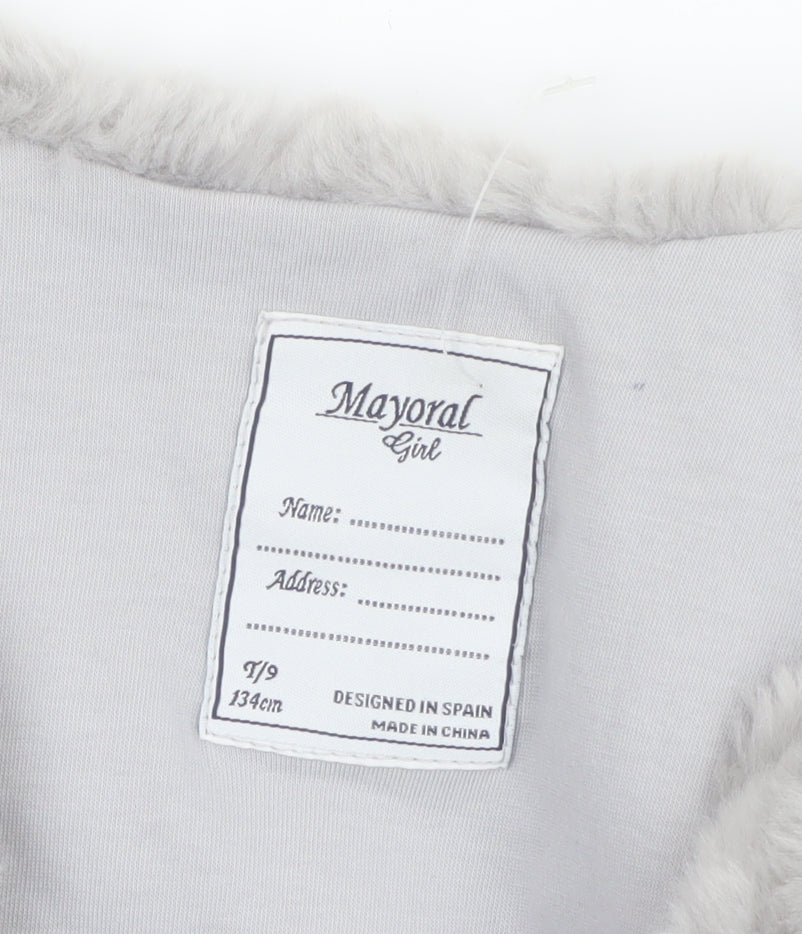 Mayoral Girls Grey Faux Fur Waistcoat Age 9 Years Lined Soft Vest